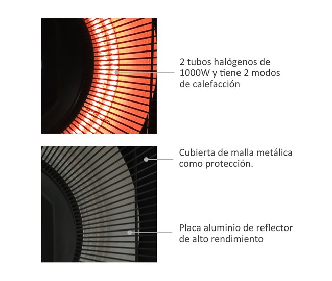 Aquecedor de Teto Ferro, alumínio e plástico Outsunny Preto