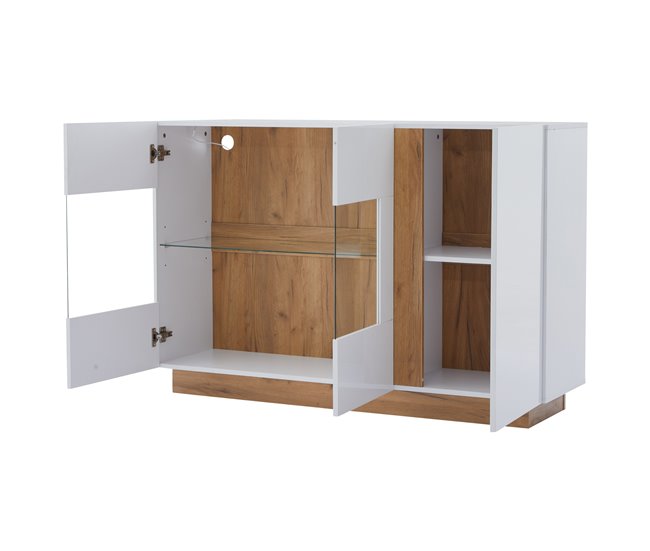 Aparador de painel de partículas com 3 portas Branco