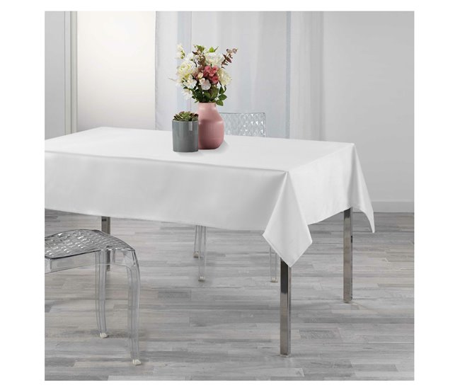  Acomoda Textil - Toalha de mesa de borracha nervurada resistente a manchas. Branco/cinza