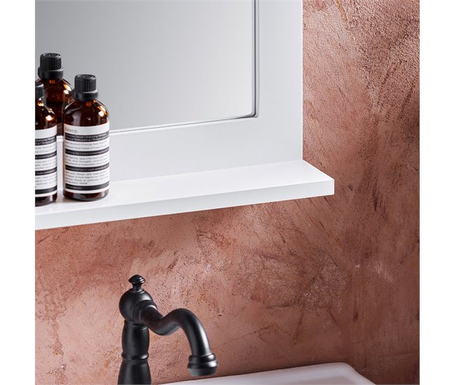 Espelho de casa de banho com 1 prateleira Espelho BZR162-W SoBuy PT Branco
