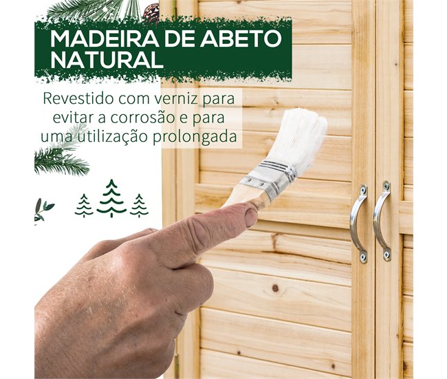 Armário de Armazenamento Madeira de Abeto Outsunny Cru