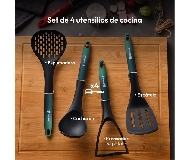 Conjunto de 2 frigideiras CLASSIQUE em + utensílios de cozinha Bergner Preto