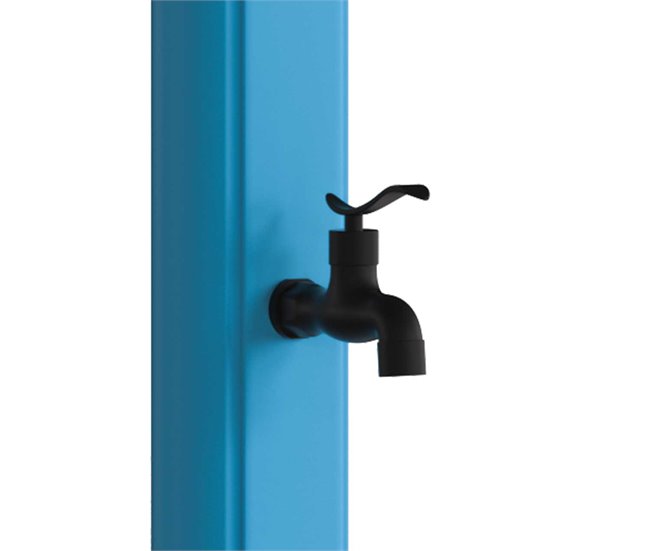 Starmatrix RIO Chuveiro solar em polietileno curvo Altura 226 cm Tanque 22 l Lavador de pés, vermelho Azul