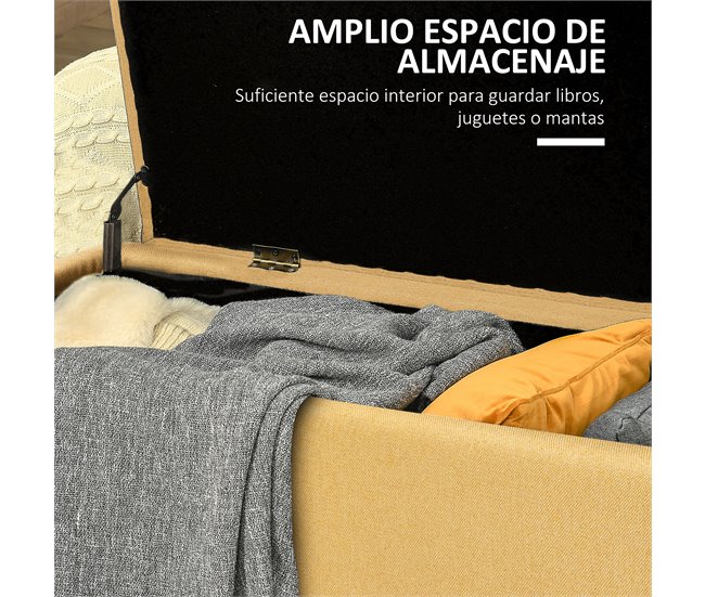 Banco de Armazenamento Poliéster, Espuma e Aço HOMCOM 101x38 Amarelo
