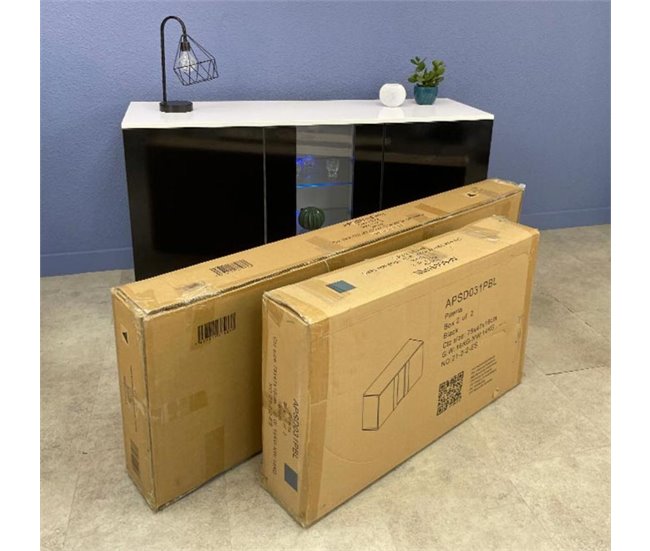 Aparador Sala de estar e jantar 3 portas LED Luke A1 120 Branco/ Preto