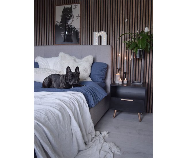 Beliani Cama Poliéster LA ROCHELLE 170x218 Cinza Claro
