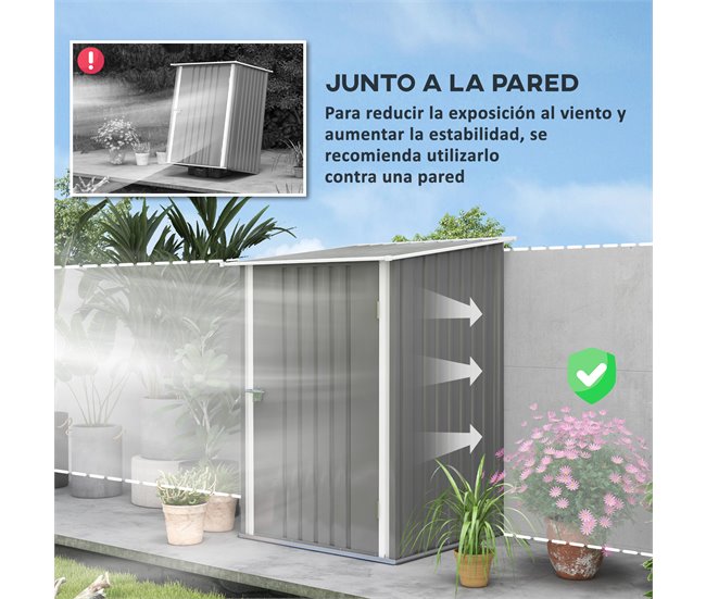 Abrigo de Armazenamento Aço Galvanizado Outsunny Cinza