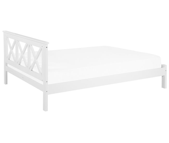 Beliani Cama Pinho TANNAY 189x208 Branco