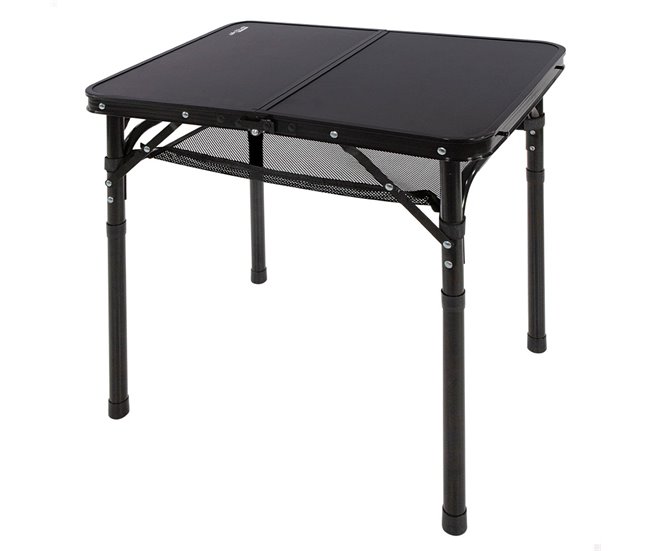 Aktive Mesa de acampamento dobrável, regulável em altura e antiderrapante, preta c/rede Preto