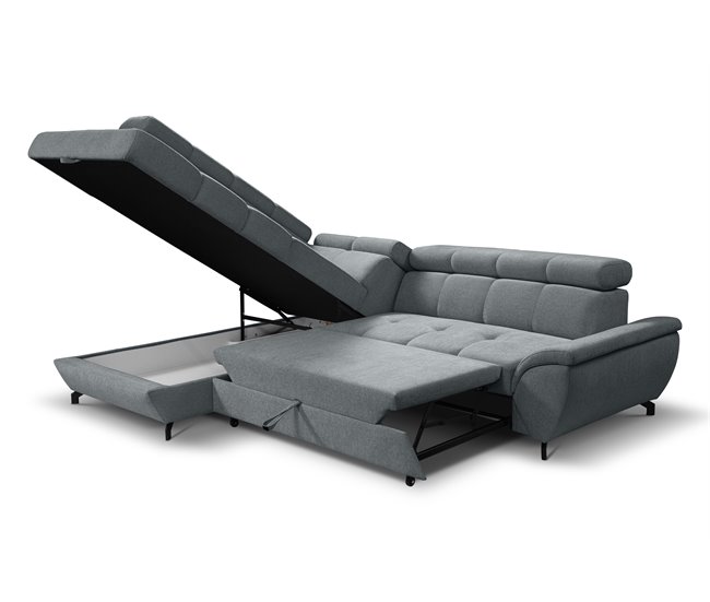 Sofá de canto com cama BENIX Cinza