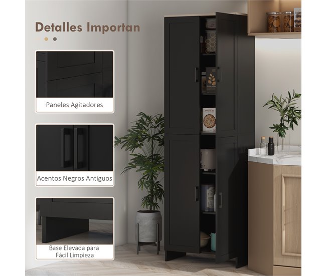 Armário de Cozinha Melamina de Madeira HOMCOM, casa - cozinha Preto