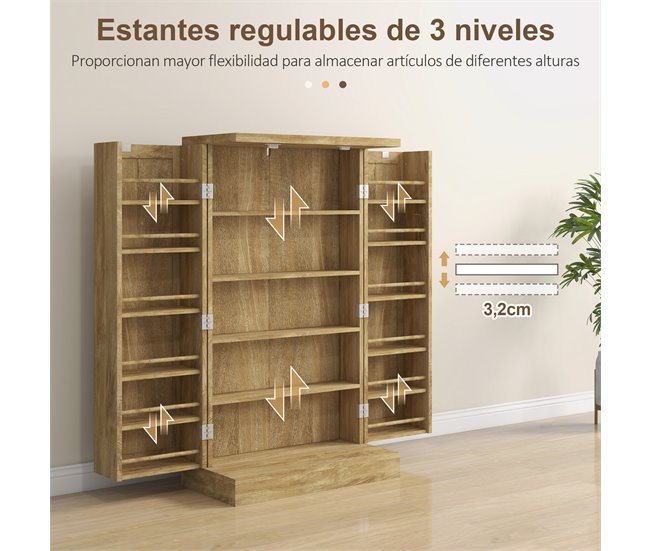 Armário para Cozinha MDF e Vime HOMCOM, casa - cozinha Castanho