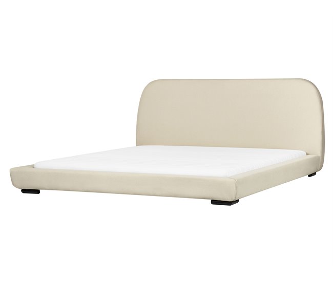 Beliani Cama com estrado Poliéster ROISEL 201x226 Creme