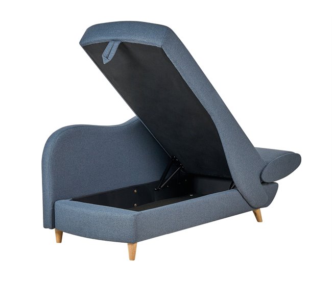 Beliani Chaise longue à direita Linho sintético MERI Azul
