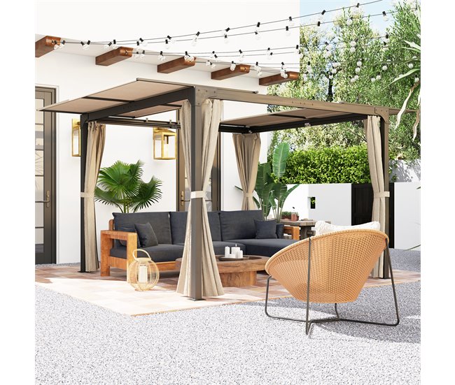 Pérgola Alumínio, Aço e Poliéster Outsunny Cru