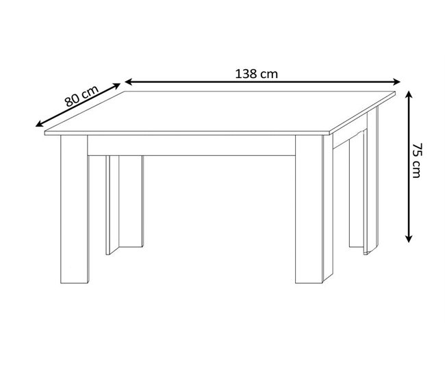 Pack Poupança: Mesa de Jantar + 4 Cadeiras + Mesa de Centro 140x80 Branco