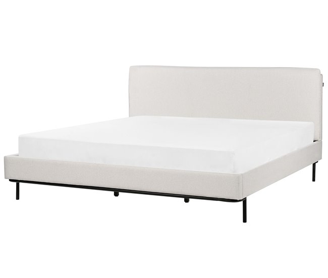 Beliani Cama com estrado Poliéster CORIO 193x219 Cinza Claro