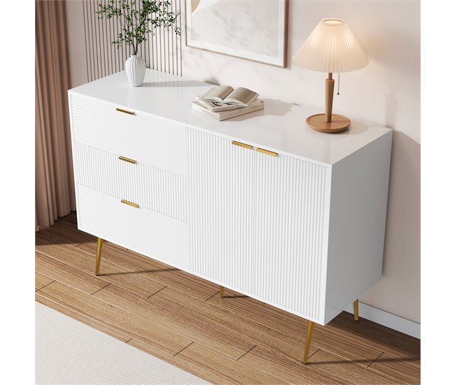 Aparador com 2 portas e 3 gavetas Branco