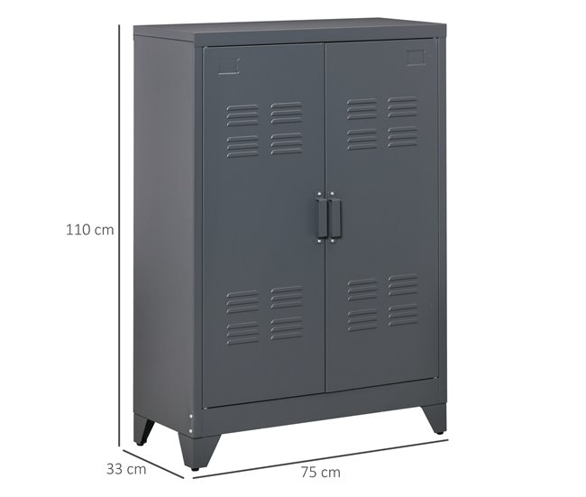 Armário de Metal Metal HOMCOM Cinza