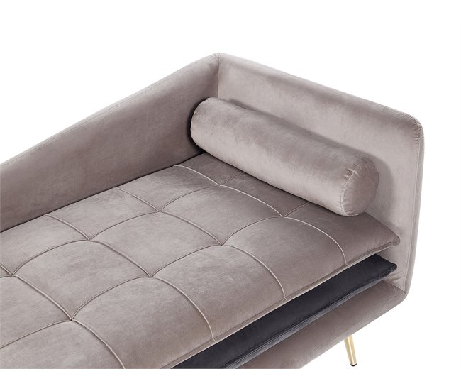 Beliani Chaise longue versão à direita Veludo GONESSE Cinza