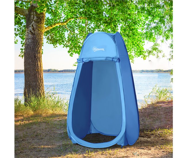 Barraca de banho Tecido de Poliéster 190T Outsunny Azul
