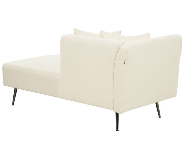 Beliani Chaise longue versão à esquerda Bouclé RIOM Branco/ Bege