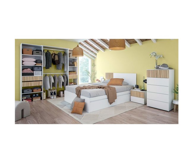 Cabecero con mesitas Ethna Natural/ Branco