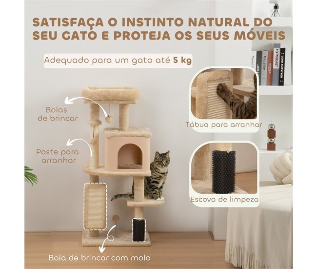 Arranhador para Gatos Melamina de Madeira e Sisal PawHut Cru