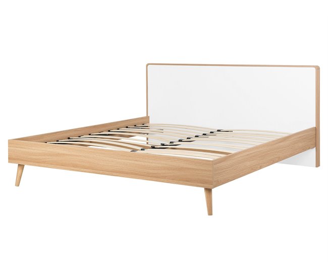 Beliani Cama com LED MDF SERRIS 168x215 Castanho
