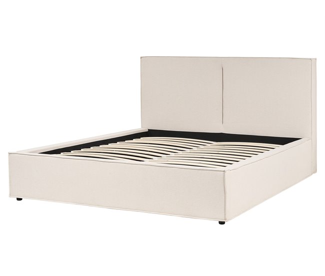 Beliani Cama com estrado Poliéster MOISSAC 177x224 Bege