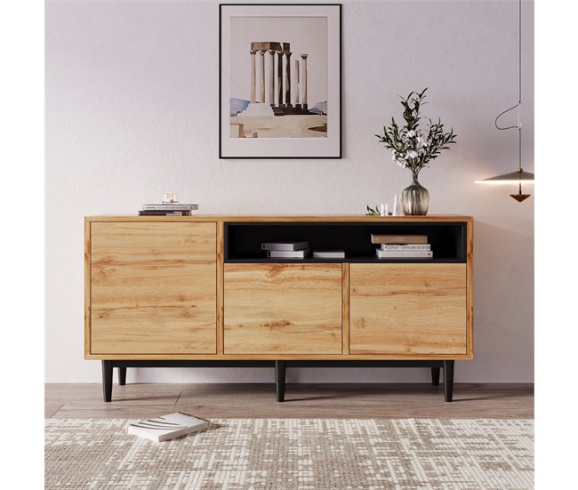 Aparador de mdf com 3 portas Natural