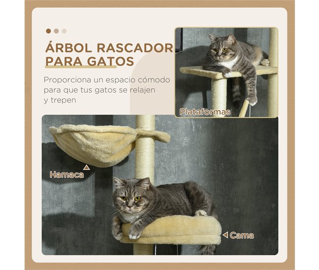 Arranhador para Gatos Aglomerado, Pelúcia e Sisal PawHut Cru