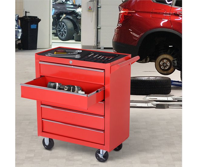 Carrinho de Ferramentas Chapa de Aço DURHAND Vermelho