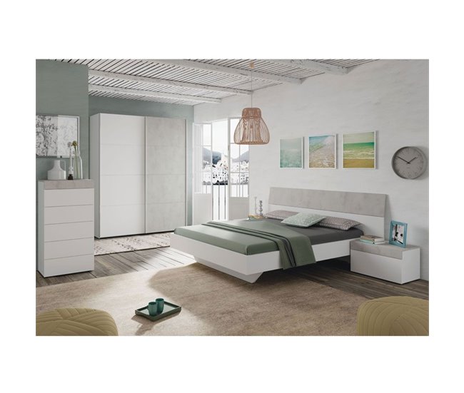 Conjunto de cabeceira e mesa de cabeceira Tekkan Branco