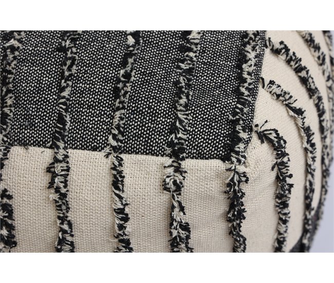 Puff algodão ADDO quadrado branco e preto 45x45cm Branco/ Preto