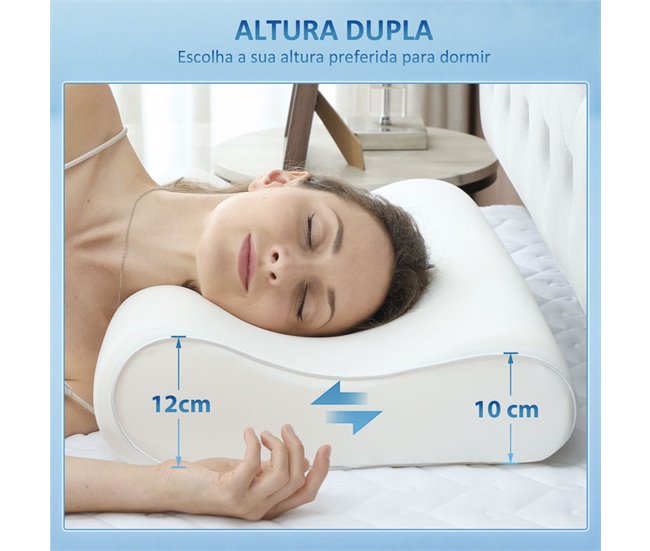 Almofada Viscoelástica Espuma Viscoelástica e Poliéster HOMCOM Cru