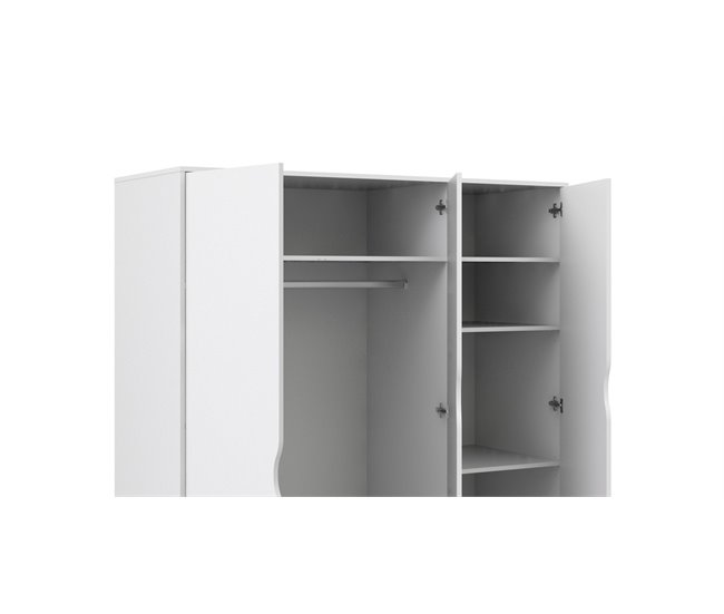 Roupeiro DELTA portas batentes e 3 gavetas 147x200cm branco Branco