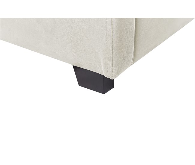 Beliani Cama com armazenamento Veludo VINCENNES 167x214 Branco/ Bege