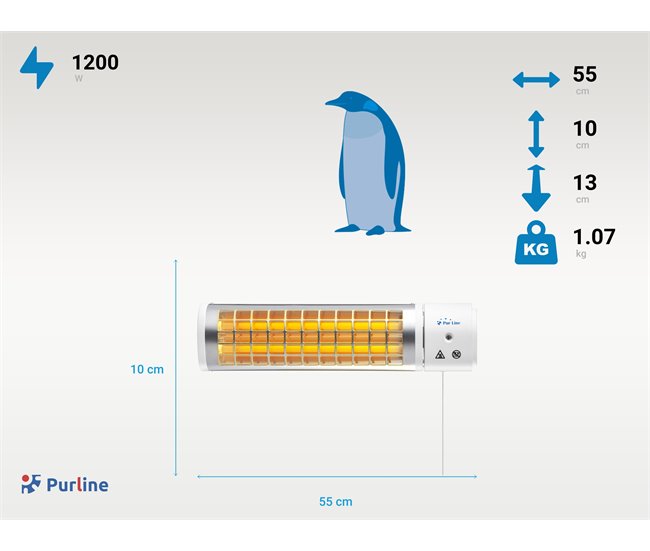 Aquecedor de halogéneo para banho 1200W Branco