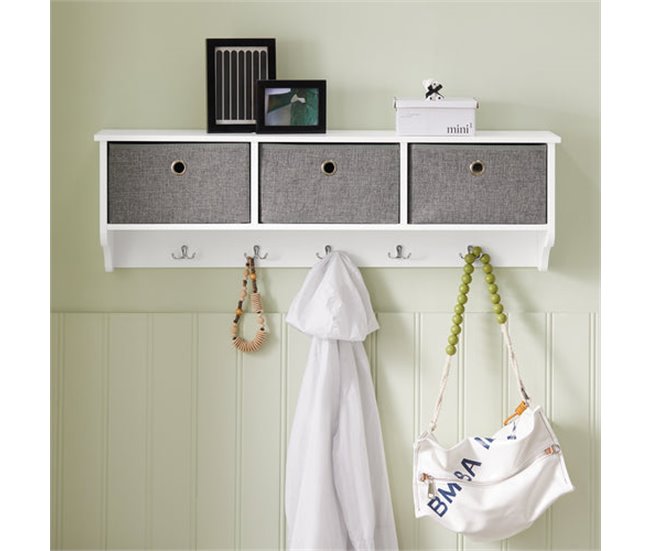 Armário de corredor Sapateira + bengaleiro SoBuy FSR74-W+FRG282-W Branco