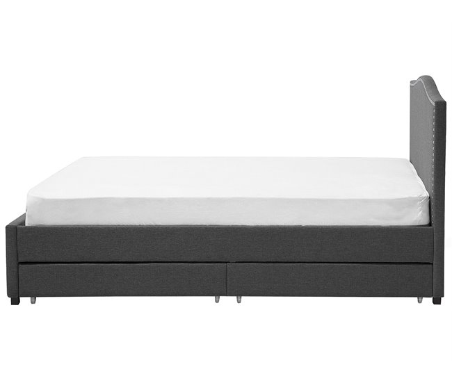 Beliani Cama com estrado Poliéster MONTPELLIER 187x213 Cinza Escuro