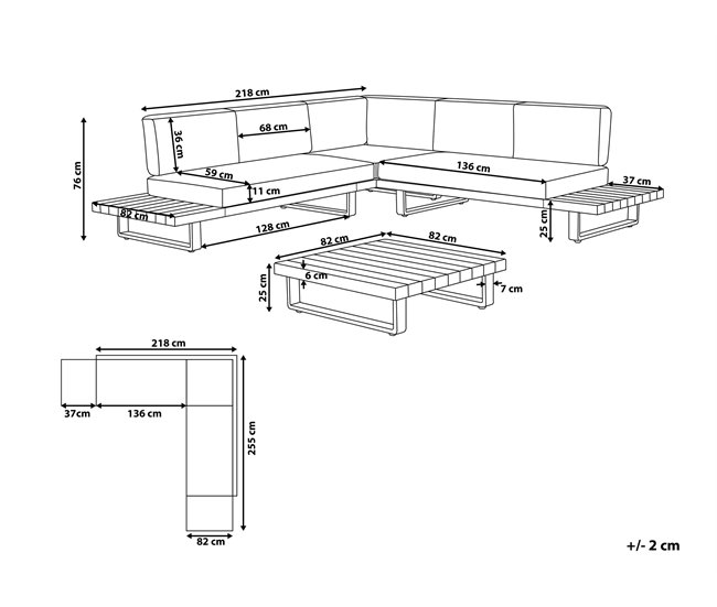 Beliani Conjunto lounge MYKONOS Branco/ Bege