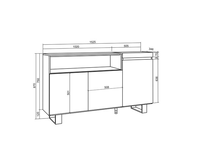 Aparadores para sala 150 Branco/ Preto