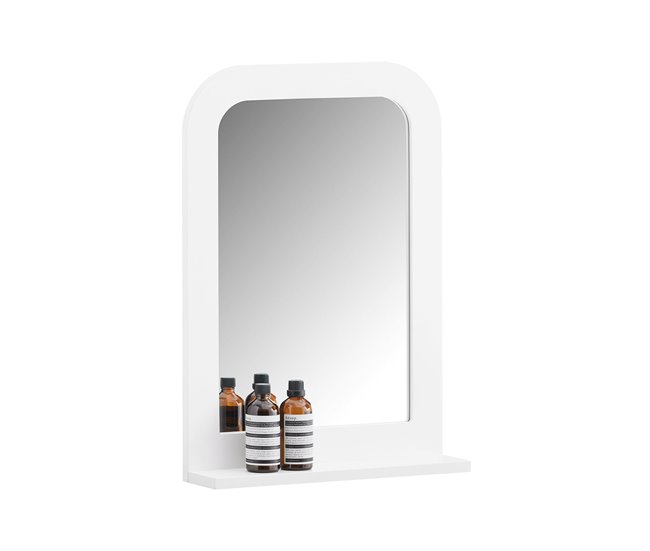 Espelho de casa de banho com 1 prateleira Espelho BZR162-W SoBuy PT Branco