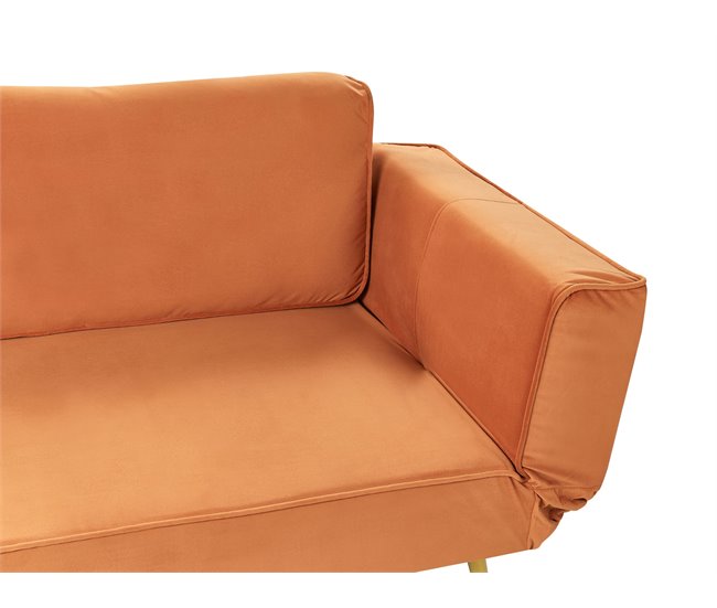 Beliani Sofá-cama Veludo SAARELA Laranja