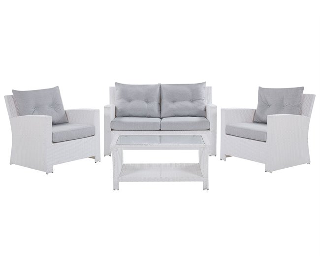 Beliani Conjunto lounge Ratan sintético MARINO Branco