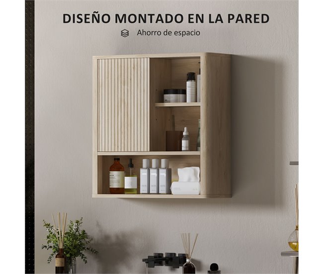 Armário de Parede Casa de Banho MDF HOMCOM, casa - casa de banho Castanho