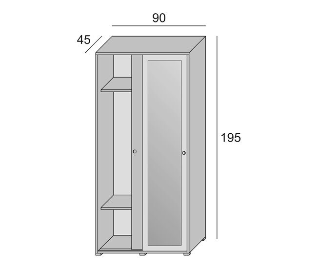 Armário 2 portas com efeito madeira 90 Branco