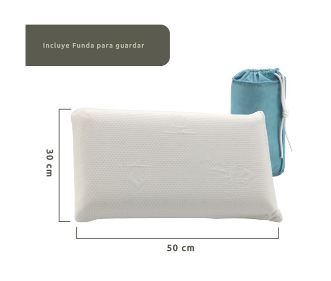 Almohada Viscoelástica Aloe Vera Infantil 30x50cm con Bolsa Transporte 30x50 Branco/cinza