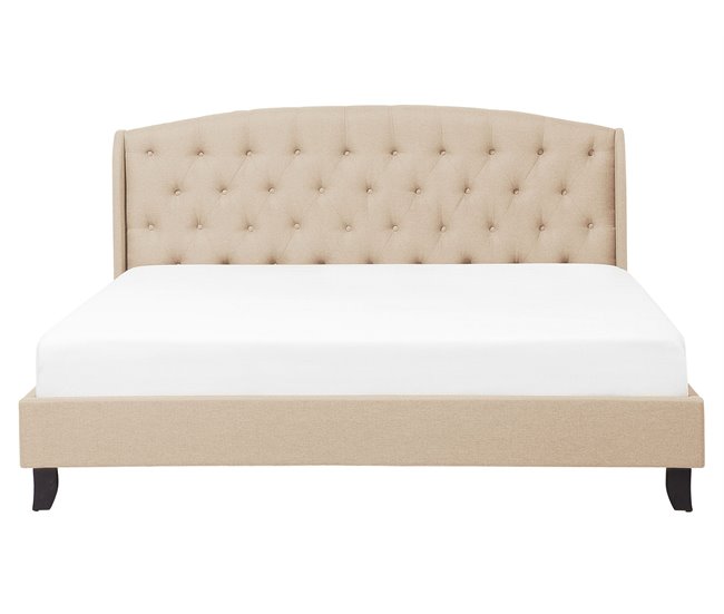 Beliani Cama com estrado Poliéster BORDEAUX 169x221 Bege